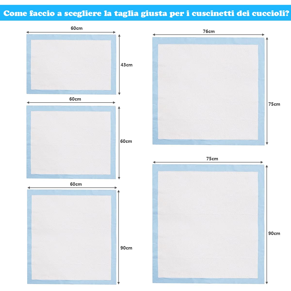 COSTWAY Tappetini Igienici Grandi per Animali, Traverse Animali a 5 Strati, Assorbe Bene Senza Perdite (60 x 90 cm 100 Pezzi)