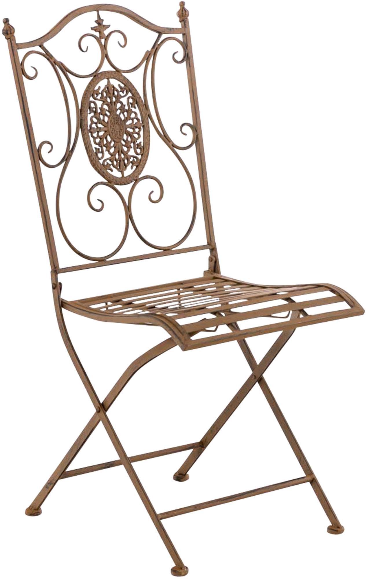 CLP Set De 2 Sillas para Jardín Sibell Plegables I Sillas Metálicas De Terraza Decorativas En Estilo Rústico, Color:Antiguo marrón