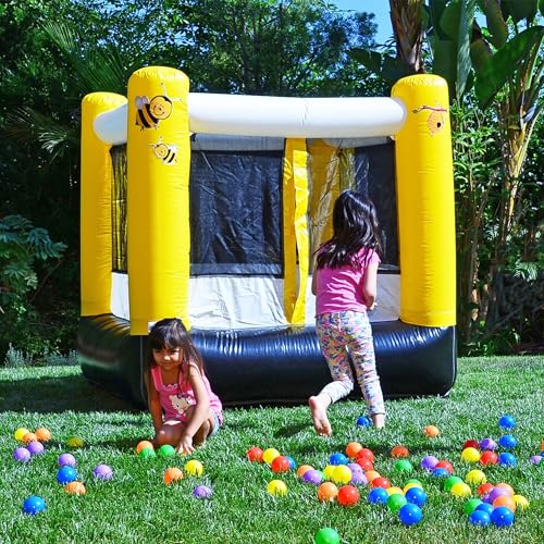 JumpOrange Busy Bee Bounce House Inflatable for Little Kids and Toddlers (with Blower), Basketball Hoop, Outdoor Indoor, Light Weight, Birthday Party, Bouncy House Jumper - Image 5
