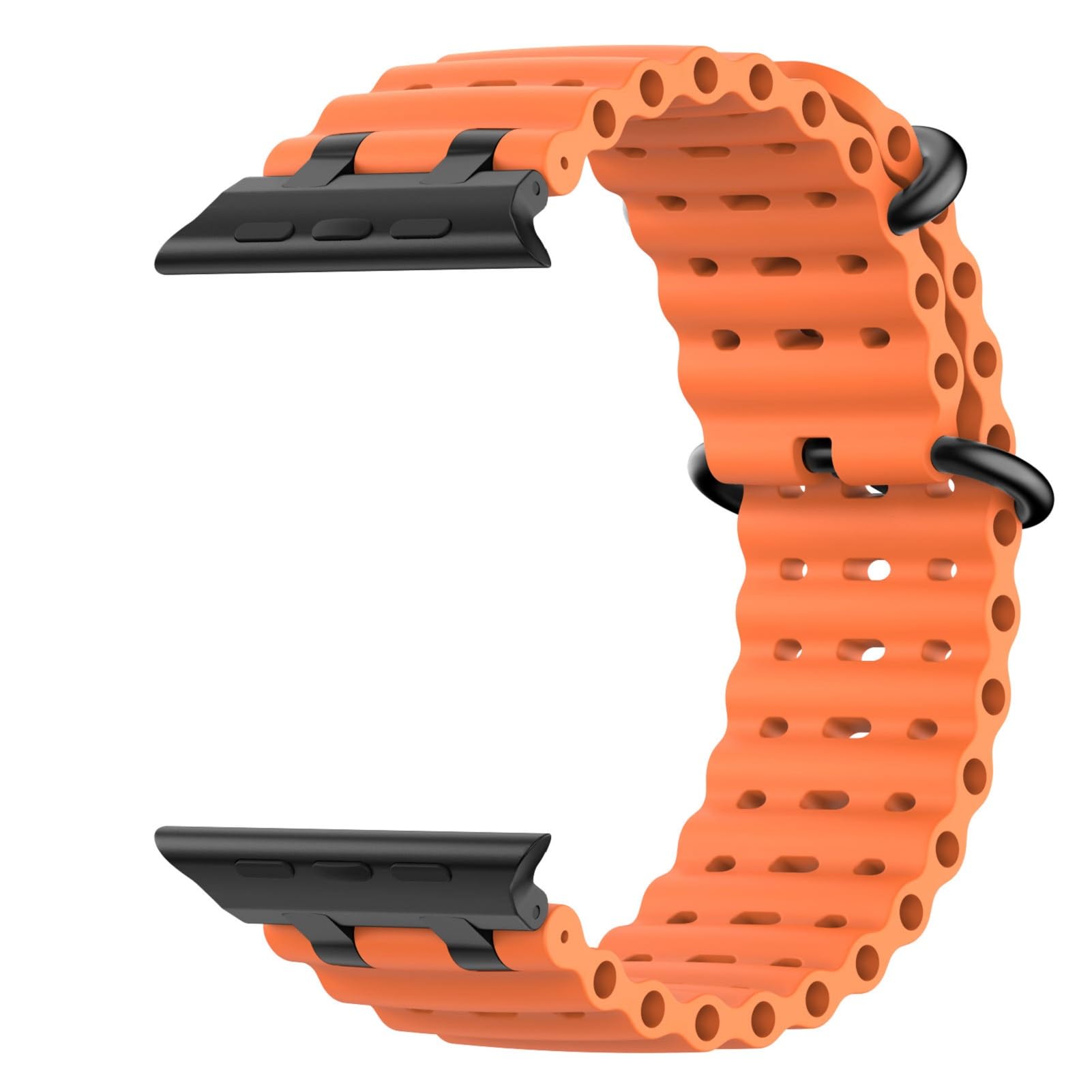 Astorgos Verbessertes Ocean Armband Kompatibel mit Apple Watch Ultra 3/2/1 49mm, S11/S10 46mm, 9/8/7 45mm, SE3/SE2/SE/6/5/4 44mm, 3/2/1 42mm, Metallverbinder Sport Uhrenarmband für Männer Frauen