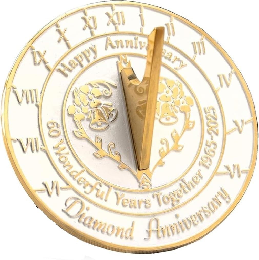 Cadran solaire de mariage 60e anniversaire de diamant 2025 Cadeau 25,4 cm pour couple