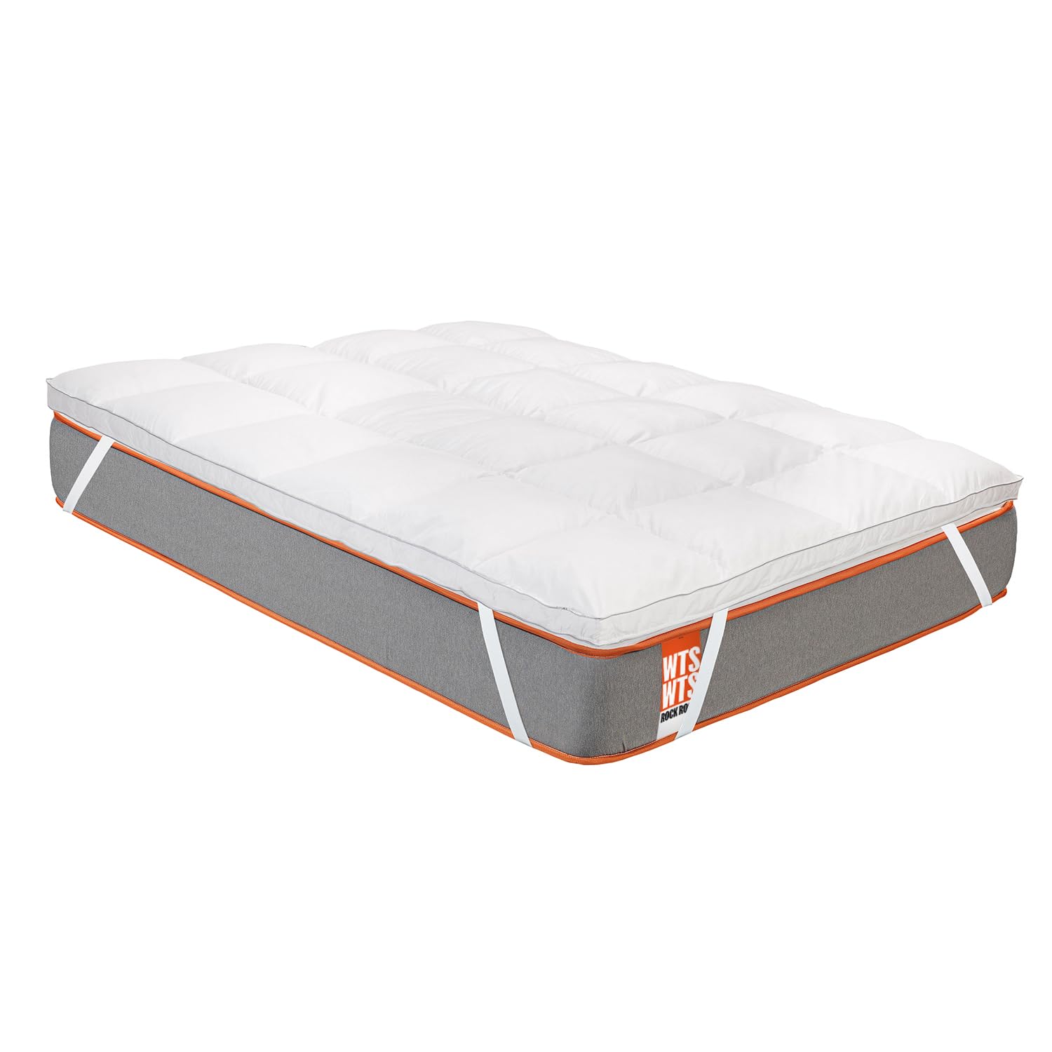 What The Sleep - Cubre Colchón 150 x 190 cm | Cama 150 cm | Topper Relleno Natural 1300 gr/m² | 5 cm Altura | Algodón Downproof | Sobrecolchón Natural Efecto Nube Mullido | Top Transpirable | Bass