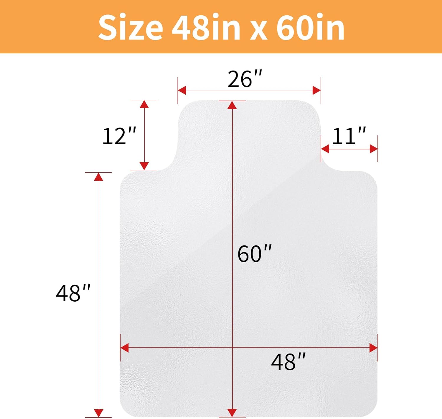 Yecaye Desk Chair Mat for Hardwood Floor, Office PVC Computer Chair Mat, Floor Protector for Rolling Chairs (Transparent, 48" x 60")