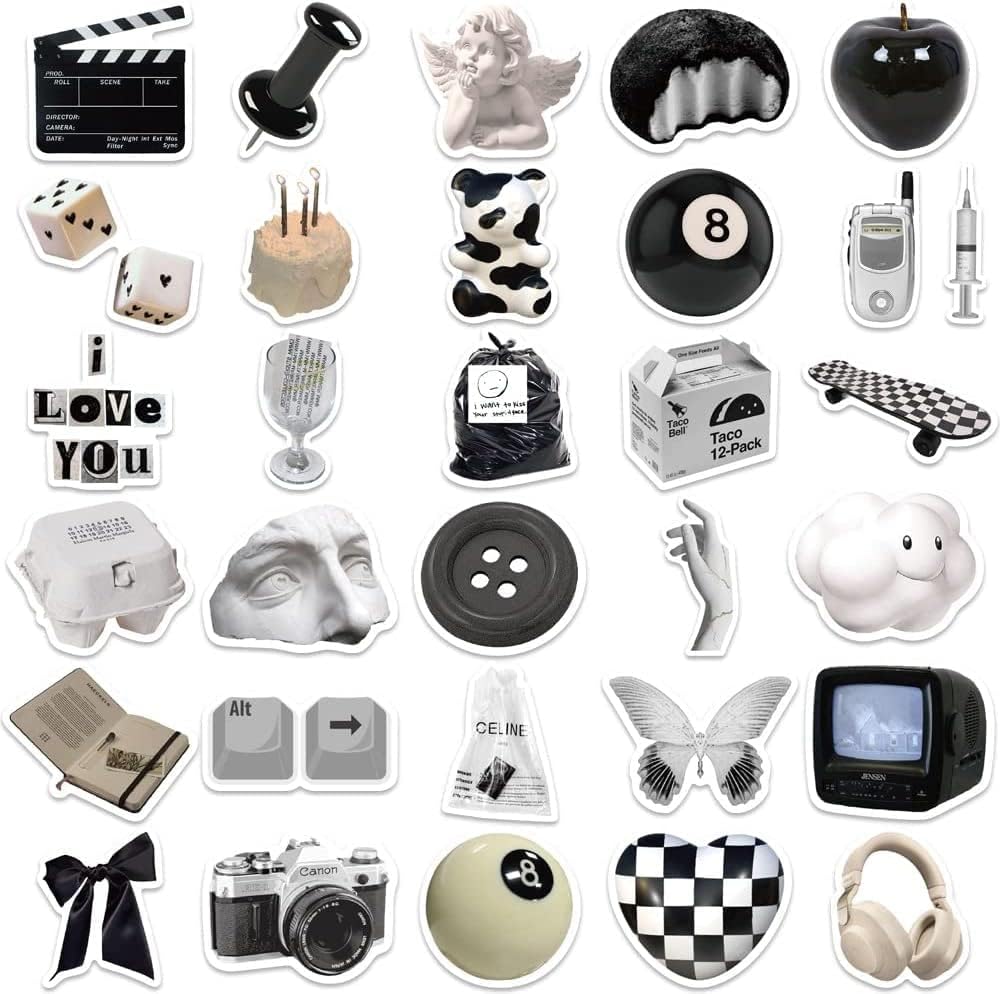 Titu Ki Baatein Vintage Black and White Stickers,Retro Black & White Waterproof Stickers Decals for Laptop Computer Skateboard Bumper,Aesthetic Vsco Vinyl Stickers (50 Pcs) (B0CBG7H7M8) Amazon Price History, Amazon Price Tracker