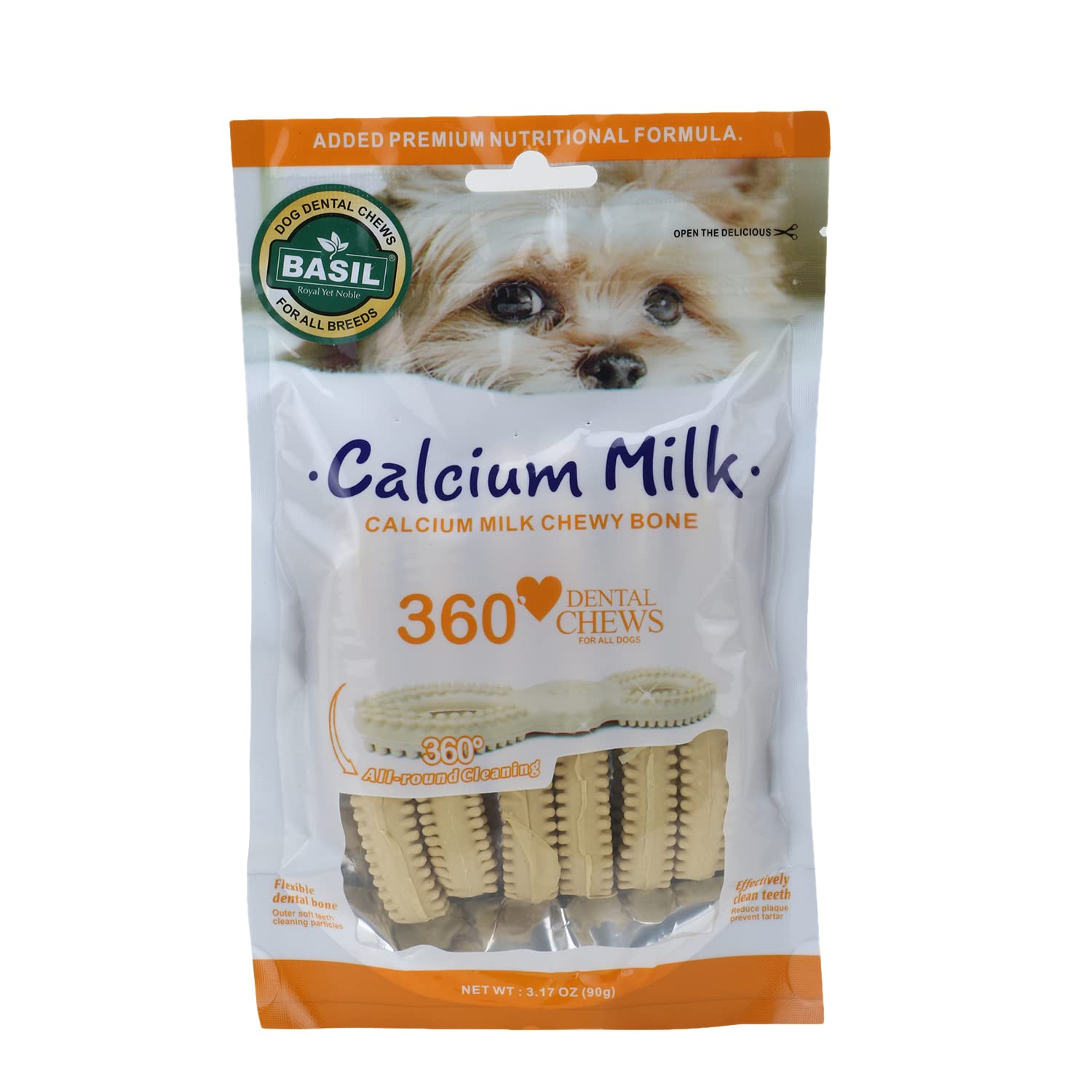 Basil Pet Dental Chew Bones Treat (Calcium Milk 360 chew 90GM) for Teeth Cleaning - Pack of 2 (B09SZ2H898) Amazon Price History, Amazon Price Tracker