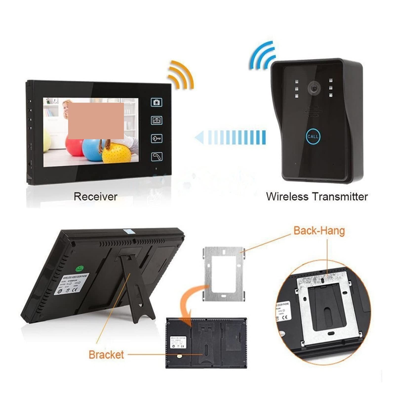 Videoportero WiFi, de Seguridad for el hogar con intercomunicador de Villa con Timbre de Video inalámbrico HD de 7 Pulgadas,Domotica