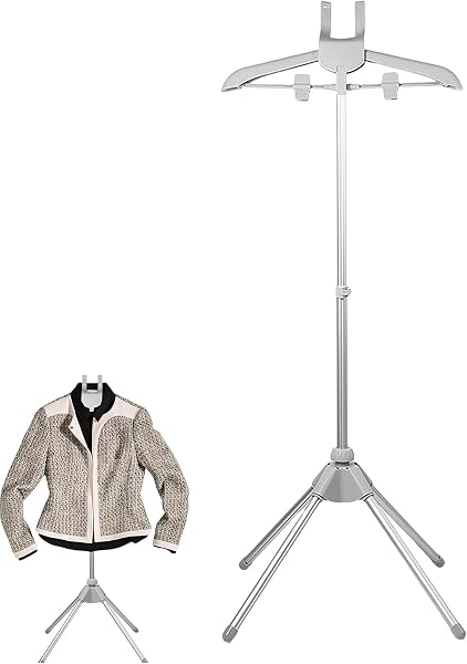 Stendibiancheria a vapore, supporto per asta da stirare, portatile e resistente, fondo antiscivolo + stabilizzatore a prova di inclinazione, in alluminio cromato resistente alla ruggine, per - 1