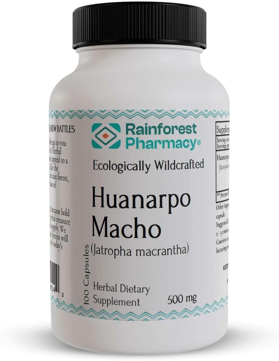 Huanarpo Macho Capsules 500mg | 100% Natural Herbal Supplement for Male Vitality, Stamina & Energy | 100 Vegetarian Capsules | Wildcrafted Huanarpo Macho Herb