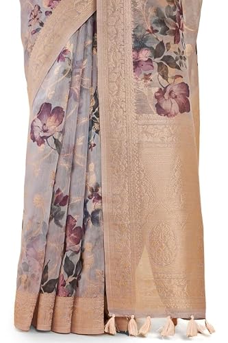Soch grey tussar silk saree in tussar silk – image 6