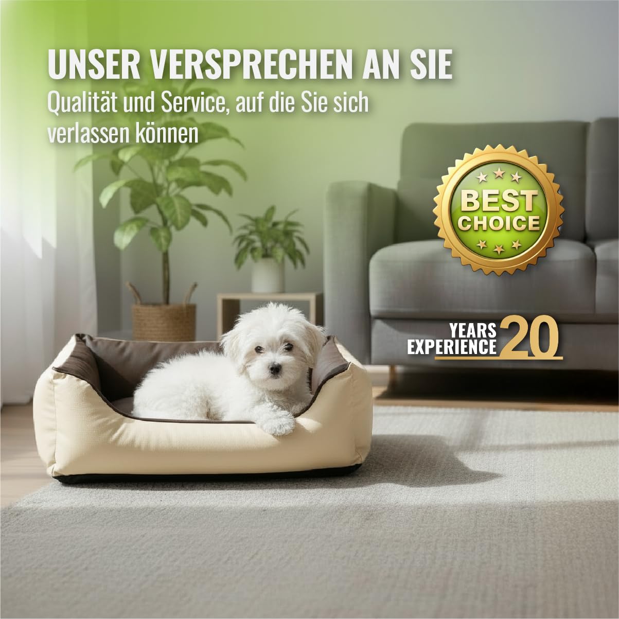 Cama para perros CopcoPet Rocco 2 en 1, impermeable y de piel sintética, con colchón de plástico para perros con espuma de copos o espuma viscoelástica ortopédica