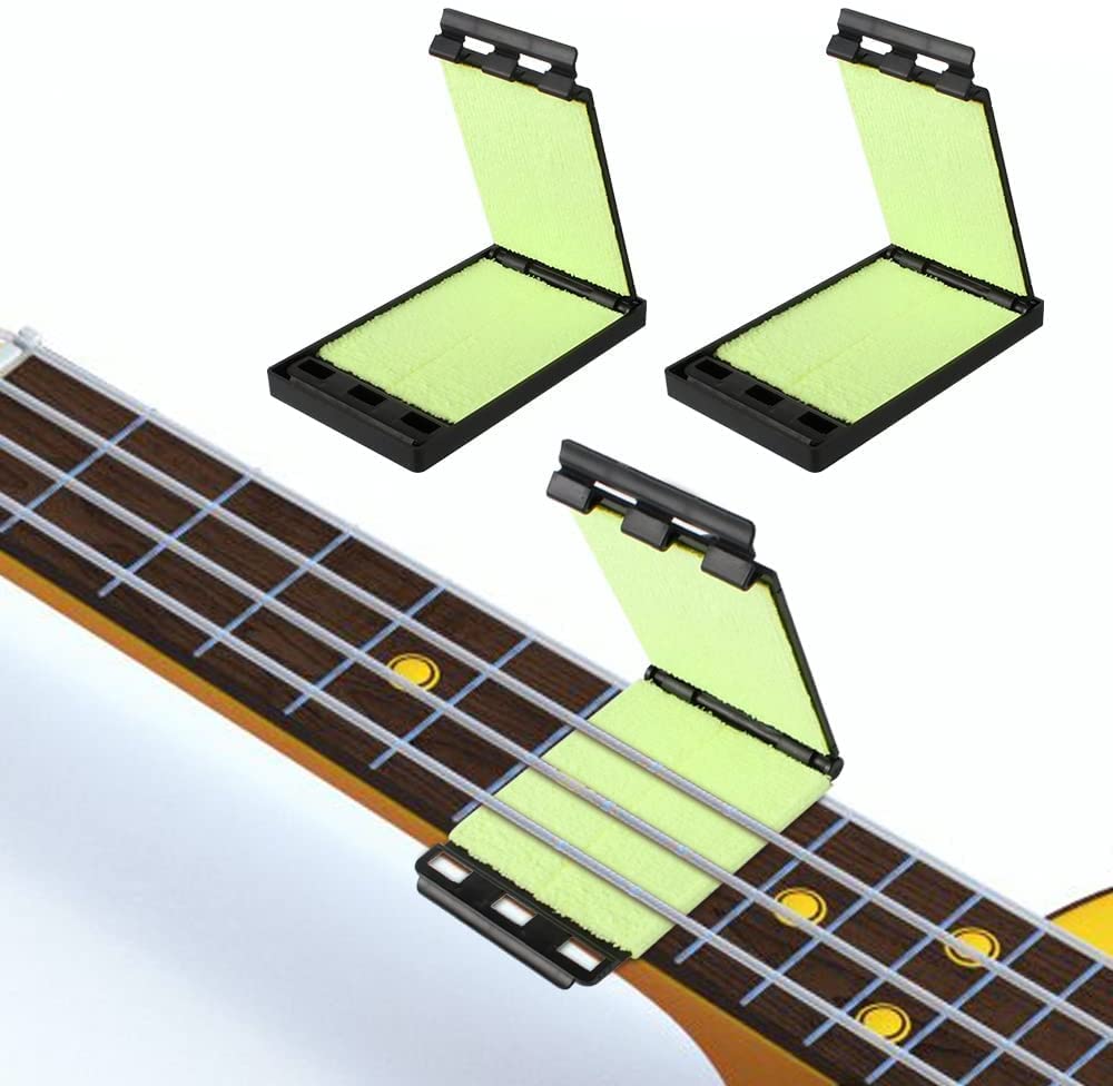 SYOSI 2 Pack, Dual Guitar String Cleaner for Guitar, Bass, and Ukulele, Used for Cleaning String and Fretboard String Wiper Guitar String Maintenance, Light Green