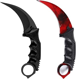 Karambit Knife Fixed Blade Tactical Camping Tool, 2 Pieces Stainless Steel Outdoor Hunting Knife with Sheath and Cord, Suitable for Hiking, Adventure, Survival and Collection (Black&Red) - Milaloko