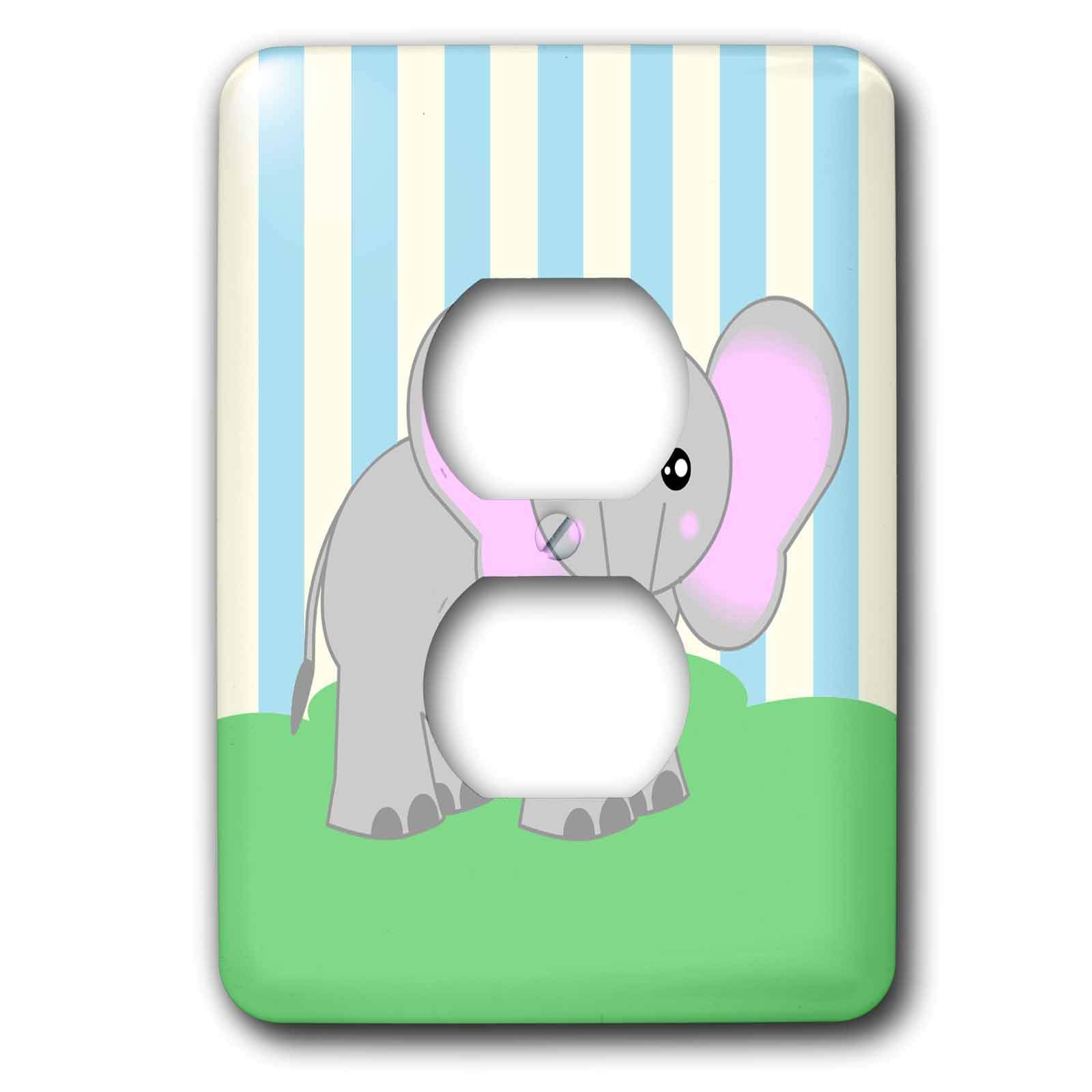 Bébé Animaux Éléphant Bleu Cache Prise 2 Trous 3dRose lsp_15430_6