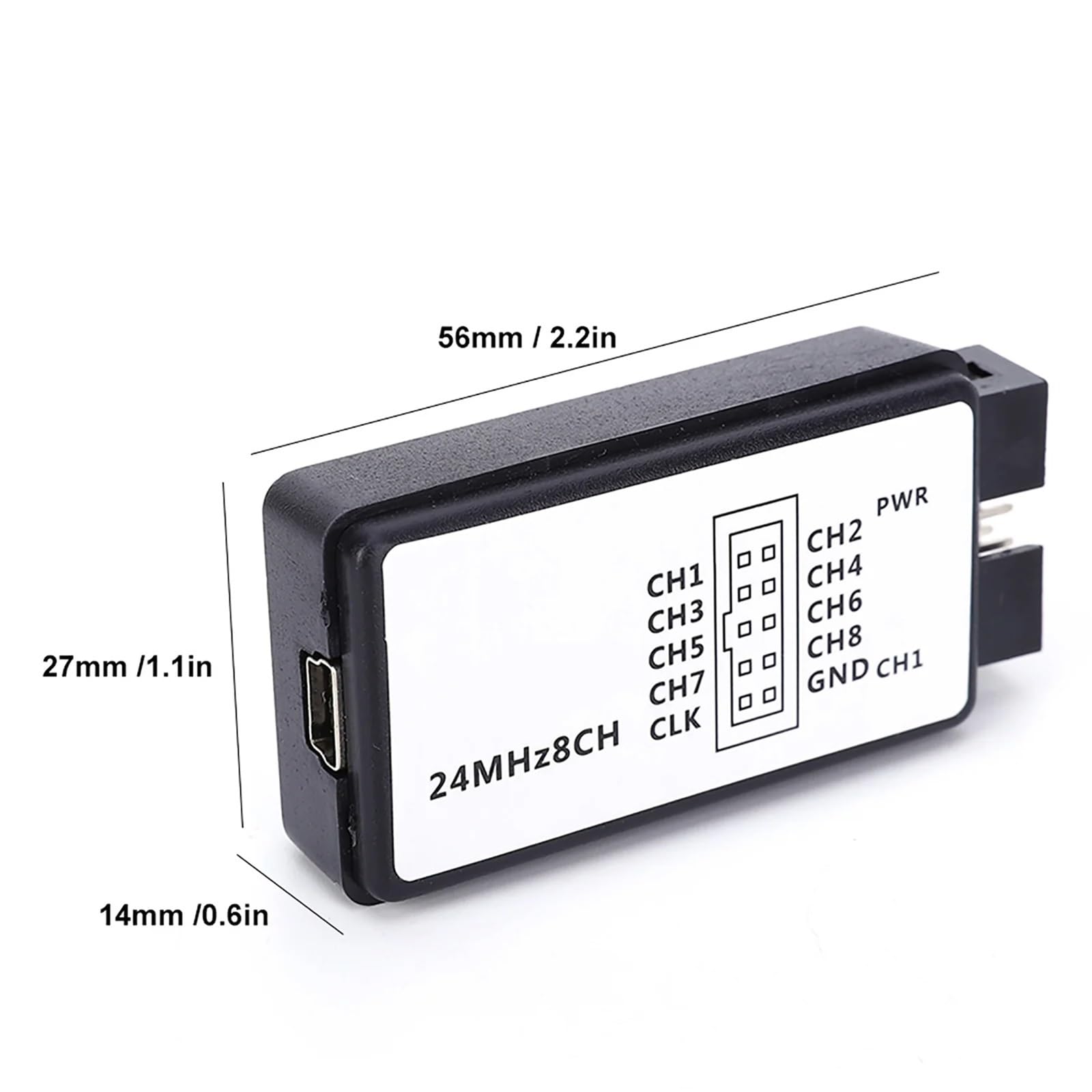 Analizador lógico portátil LA1002 de 24 M, minidispositivo USB de 5 MHz y 8 canales con cables.