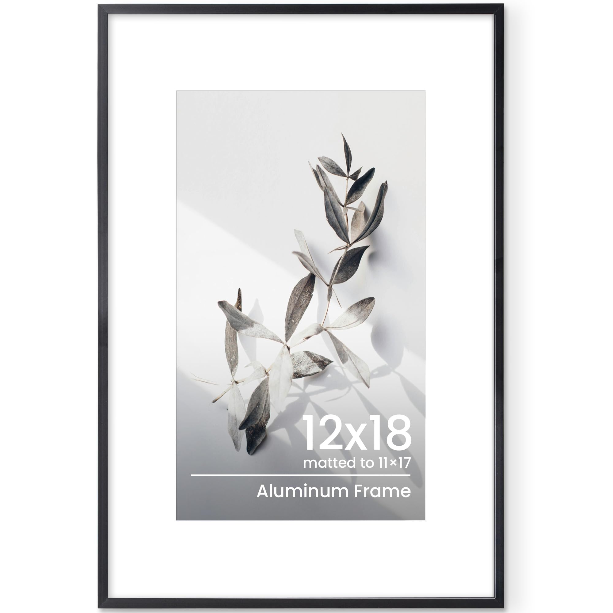 12x18 Picture Frame, 12"x18"(31x46 cm) Large Black Aluminum Gallery Poster Frame