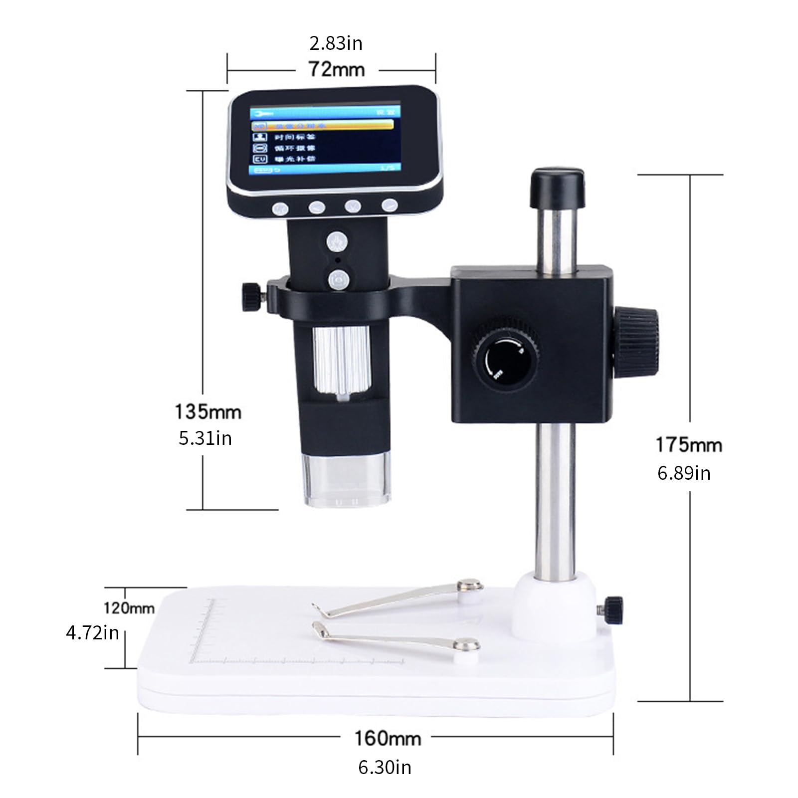 Leichte digitale Lupe mit einstellbarer LED, With stand
