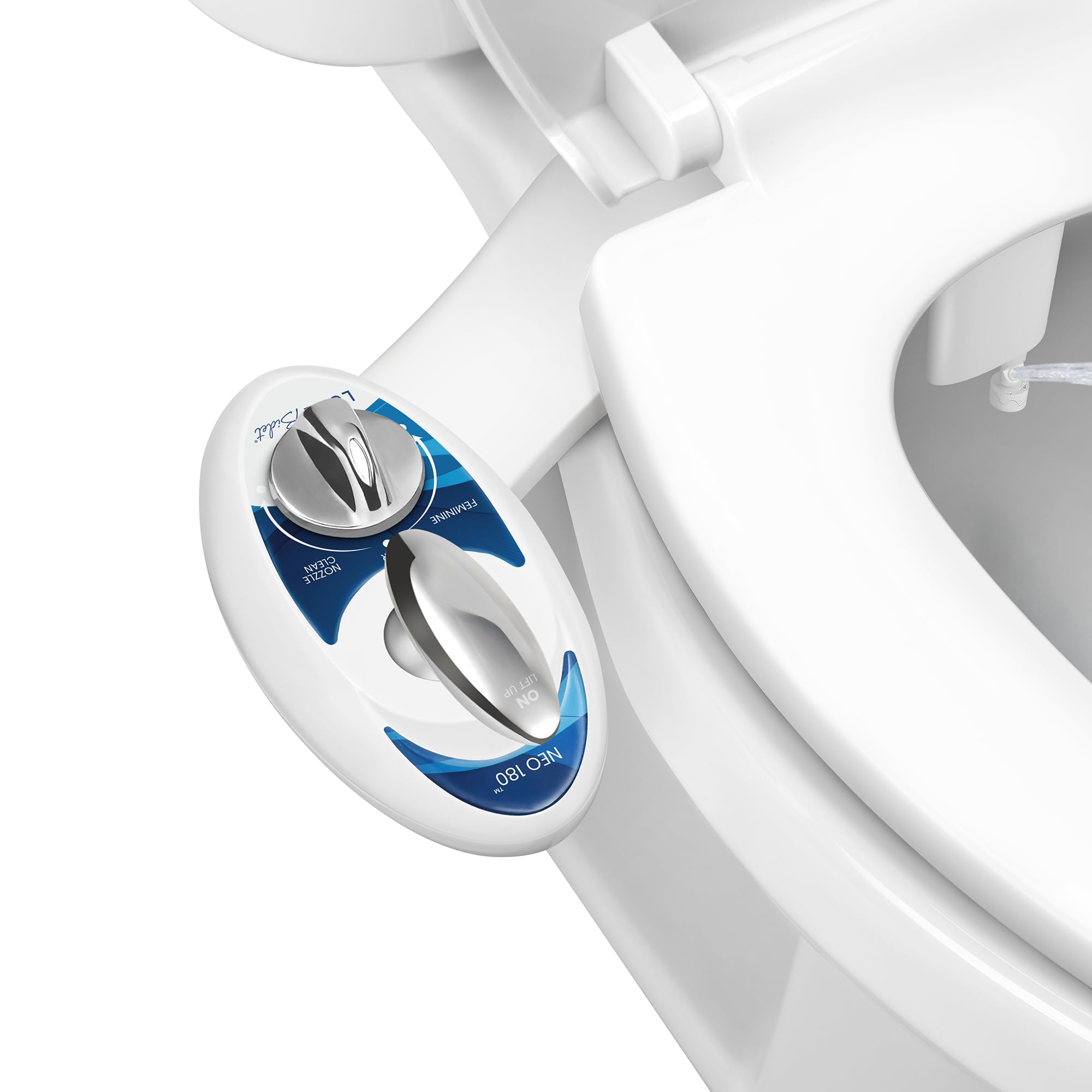 LUXE Bidet NEO 180 - Dual Nozzle Self-Cleaning Non-Electric Bidet Attachment for Toilet Seat Adjustable Water Pressure Rear