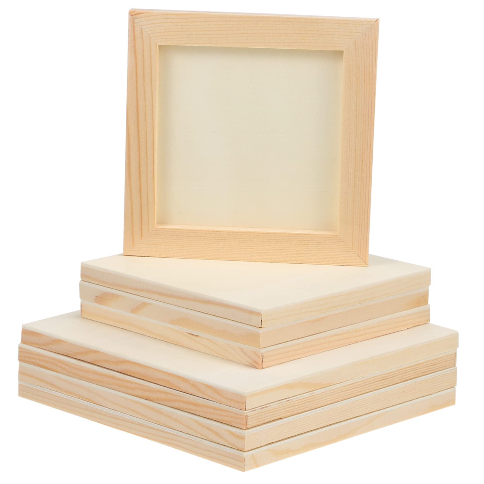 Mipcase Craft Wooden Frames 8 Pack Square Picture Frames Smooth Edges for Clay Painting Art