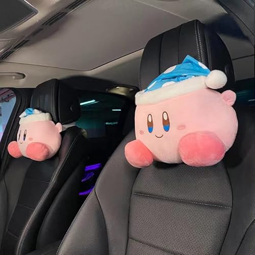 Tuklye Kawaii Lot de 2 coussins de voiture pour appuie-tête et cou Motif chapeau Bleu