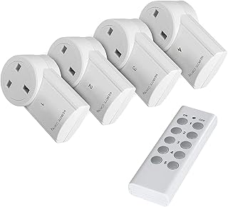 Wireless Remote Control Sockets, Vlio Home Programmable Electrical Outlet Switch Plug for Lights, Power Strips, Household Appliances, up to 30m/100ft Operating Range, 4 Pack