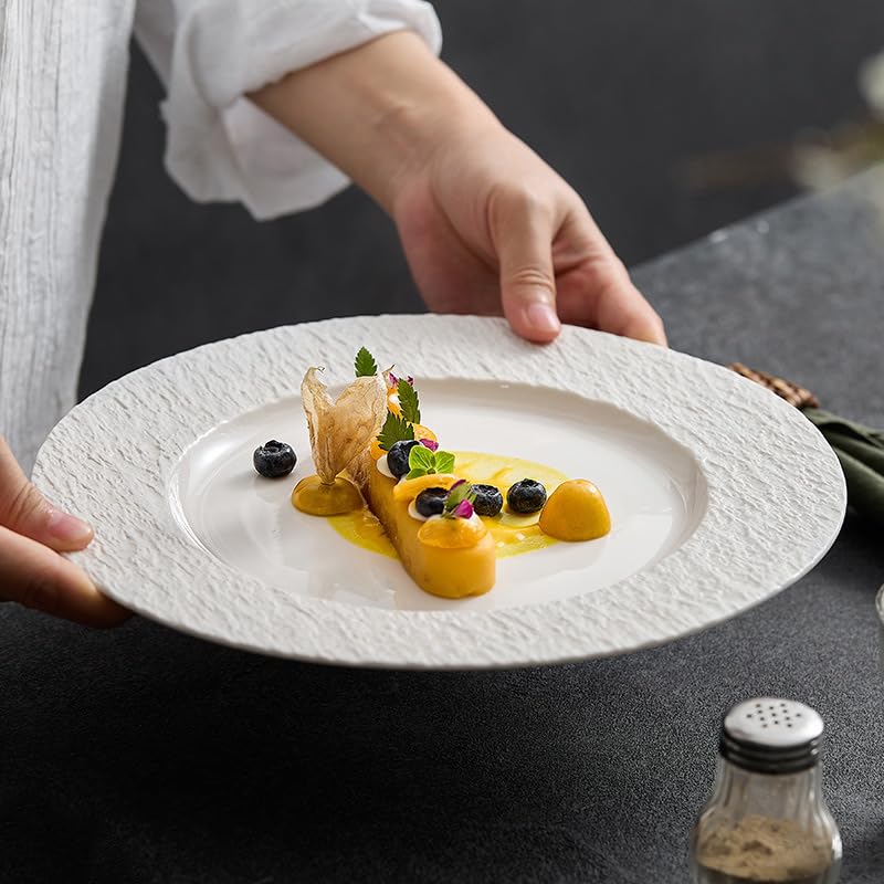 Talerze obiadowe do mięsa platerowanie zachodnie ceramiczne platerowanie domowe wykwintne talerze sałatkowe(biały)