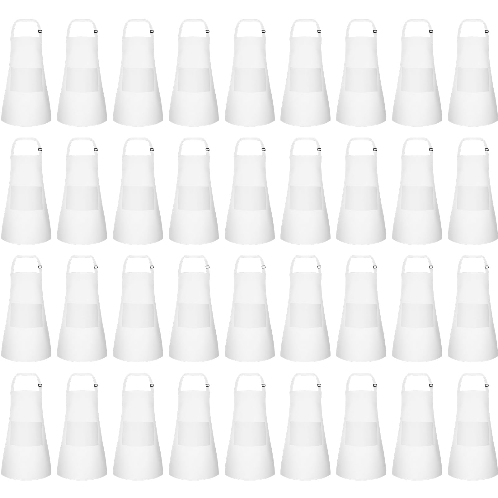 Lot de 36 tabliers pour enfants avec 2 poches réglables pour cuisine, pâtisserie, peinture, loisirs créatifs, grillades (blanc)