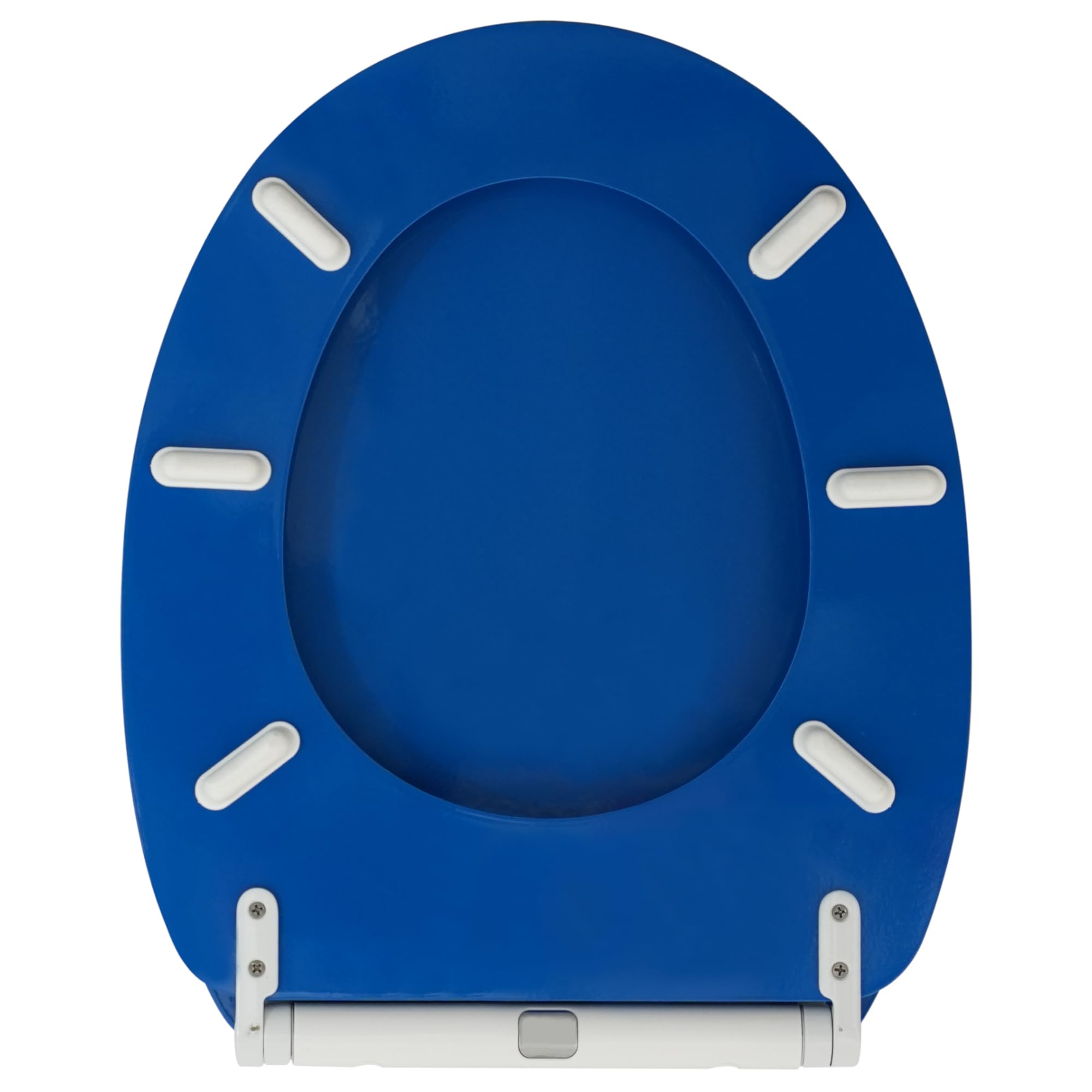 Sanilo Sedile WC con chiusura ammortizzata e sgancio rapido, il coperchio del WC può essere rimosso con la semplice pressione di un pulsante, facile montaggio dall'alto (Azzurro)