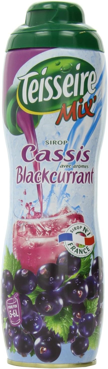 Black Currant (Cassis) Teisseire all natural Syrup 600 ml 20.3oz (2 PACK)