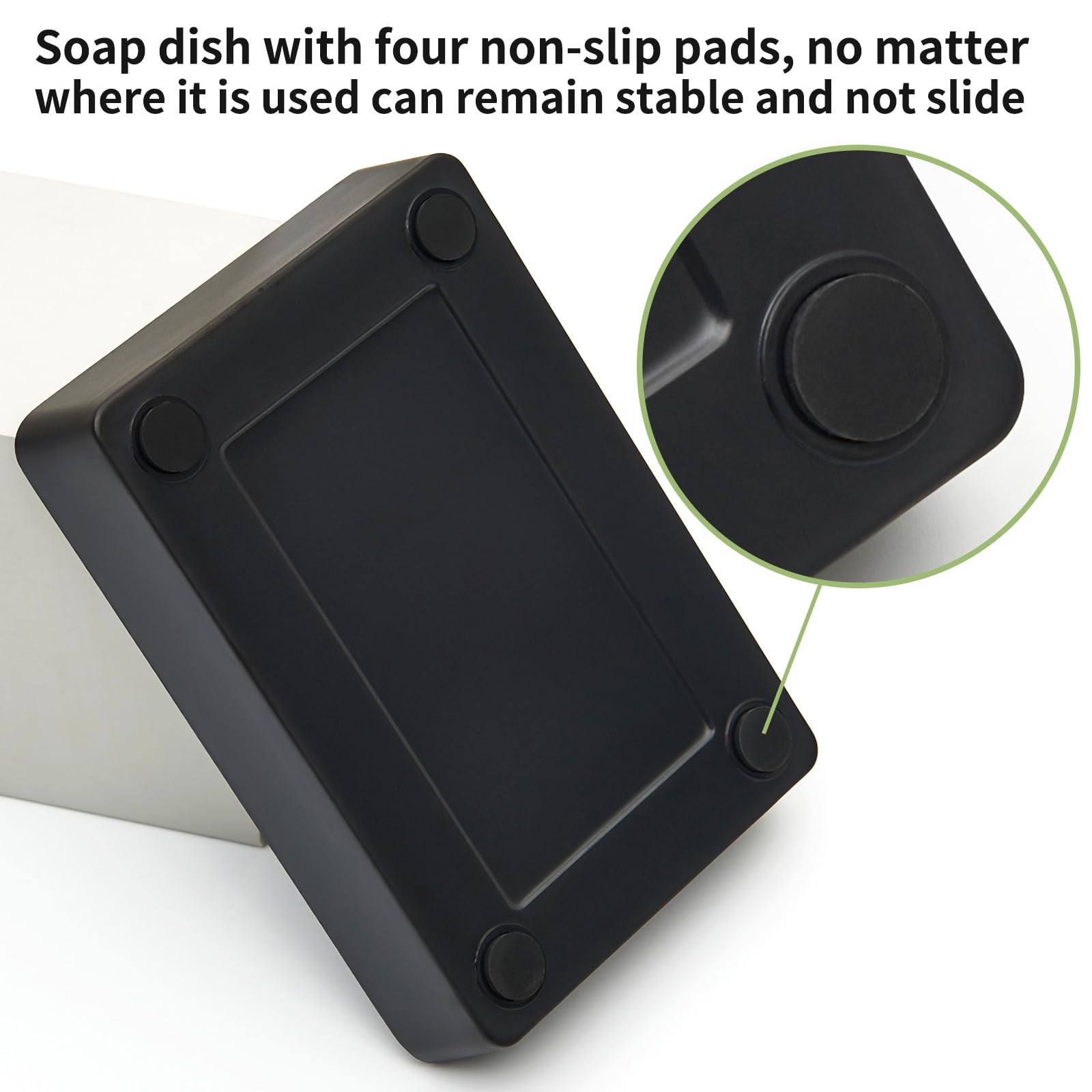 Bamboo Soap Dishes for Shower Wooden Soap Bar Holder for Bathroom Soap Tray Easy to Clean, Durable and with Non-Slip Pads(Single Black Square)