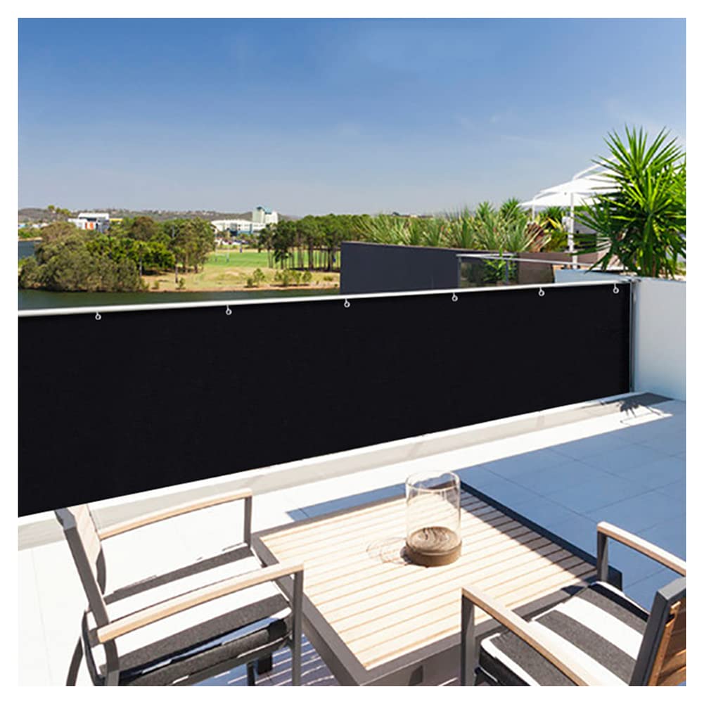 Balkon Sichtschutz Zaun, Wohnungen Geländer Wind Block Screen Mit Zip Ties, Für Außen, Veranda, Terrasse, Pool,Schwarz,0.8x6m