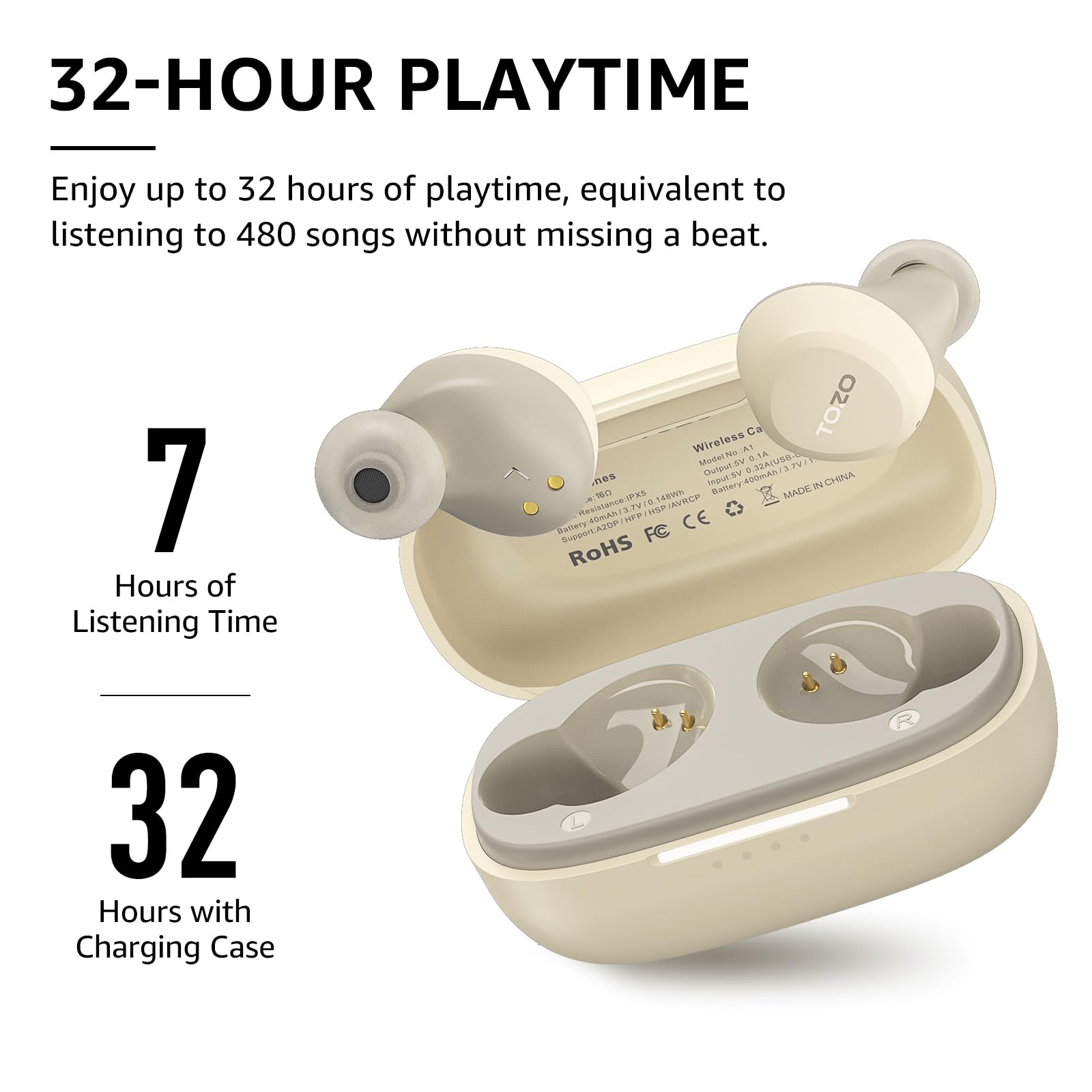 TOZO A1 Wireless Earbuds Bluetooth 5.3 Light Weight in Ear Headphones view 6