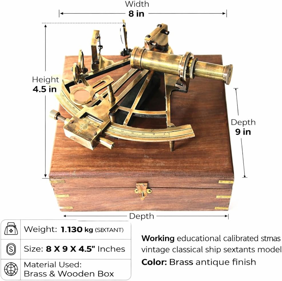 Nautical Marine Heavy German Working Model Ship Sextant sea Collectible Antique Wooden Box Gift Item