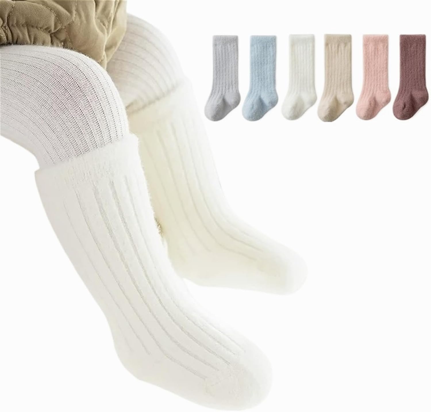 6 Pairs Plush Baby Socks for Warm Autumn Winter, Thick Newborn Infant Mid Calf Socks with Loose Comfort Fit