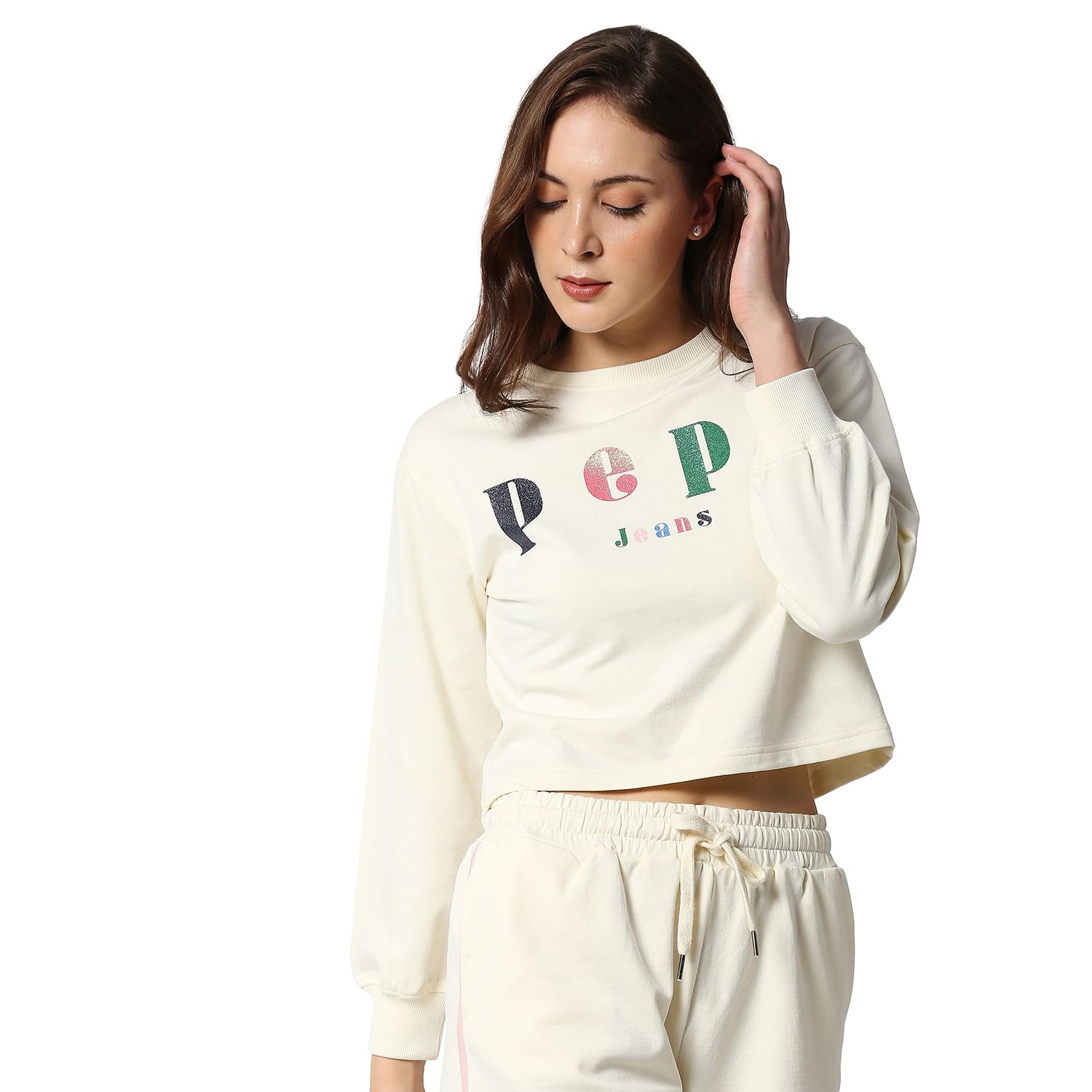 pepe jeans Cotton Women's Blanka Graphic Print Crew Neck Sweatshirt-picture-32
