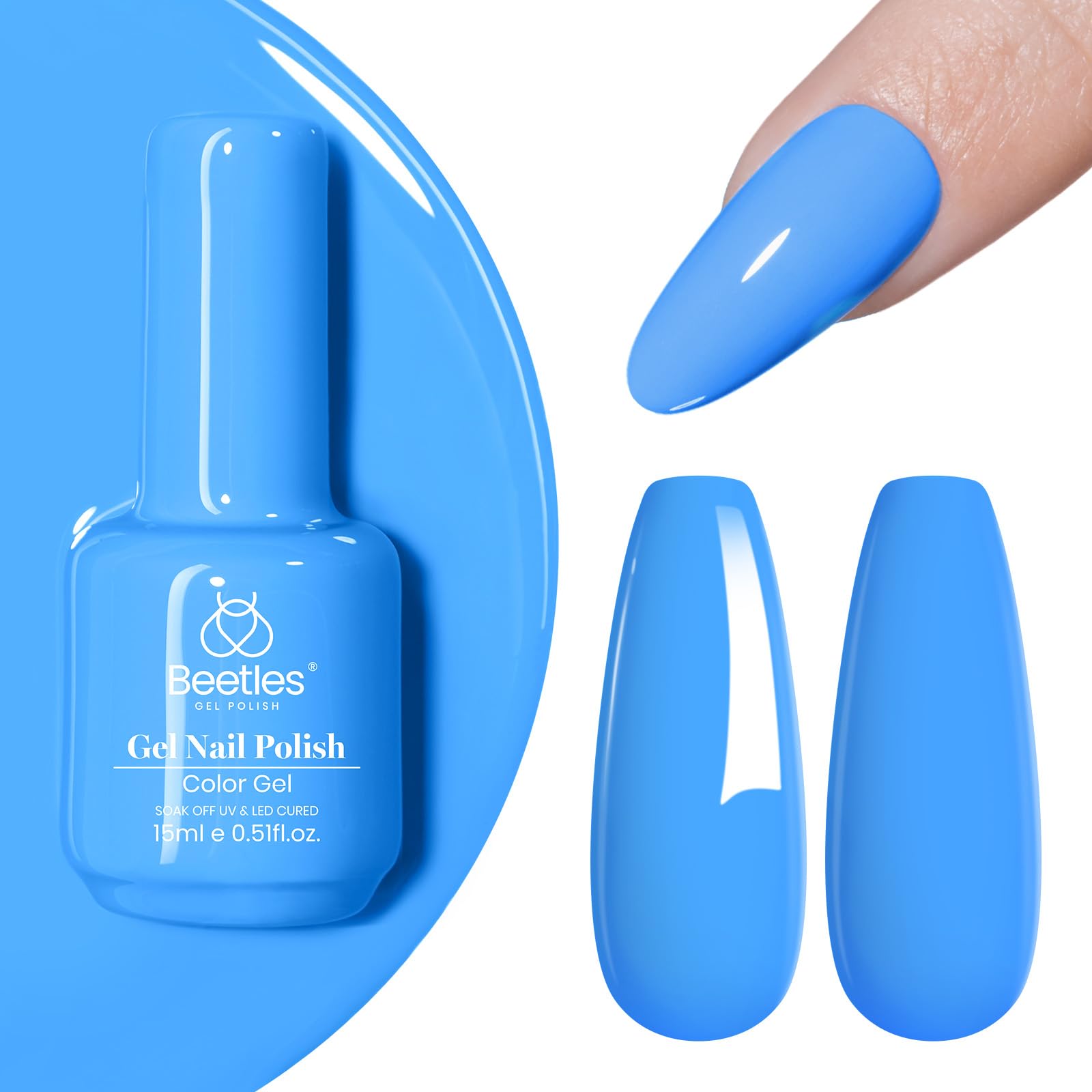 beetles Gel Polish Light Blue Gel Nail Polish 15ml | Cruelty-Free & Long-Lasting Manicure - main product image