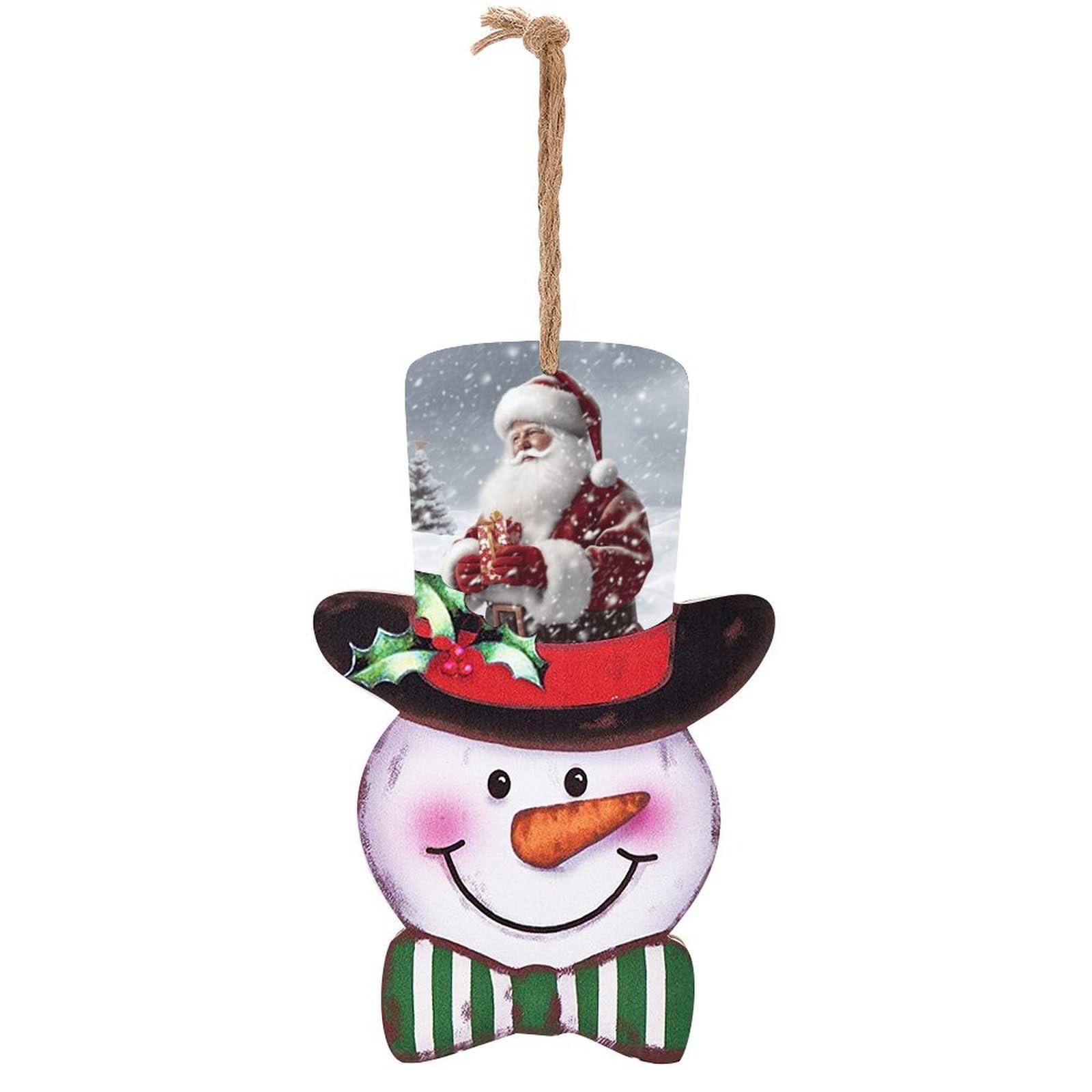 Santa Claus Snow Secenry Snowman Decor Christmas Snowmans Hanging Decors Wooden Exquisite Holiday Decoration Sign for Home Window Wall Farmhouse Indoor Outdoo
