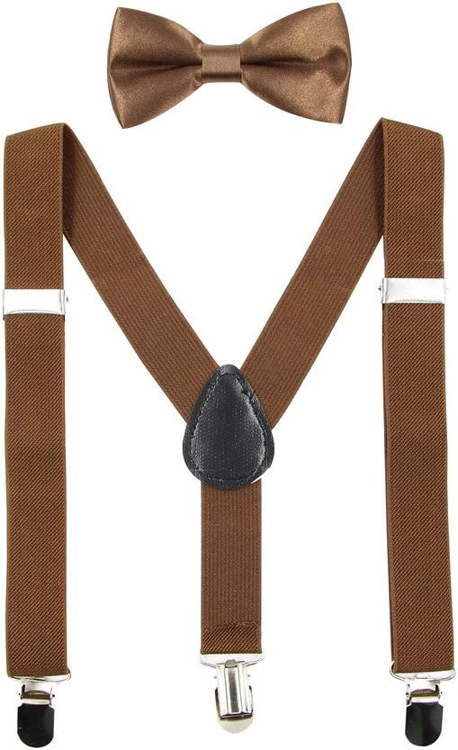 HANERDUN Kids Suspenders Bowtie Sets Adjustable Suspender Set for Boys and Girls