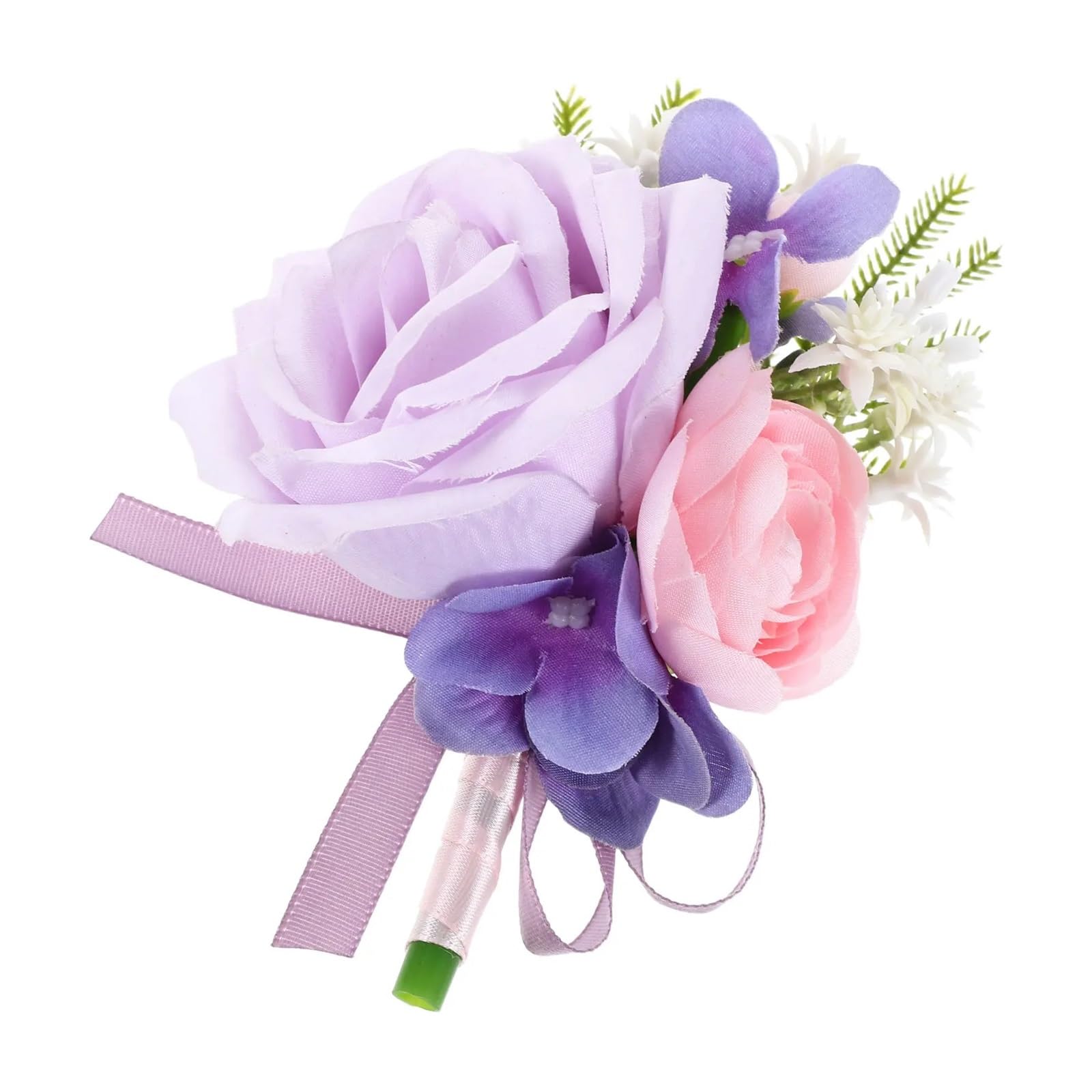 Hzomif Boho Artificial Flower Wedding Corsage 2pcs Purple Wedding Boutonniere Artificial Rose Brooch Groom Bride Accessories Simulation Flower Wedding Ceremony Prom Formal Events