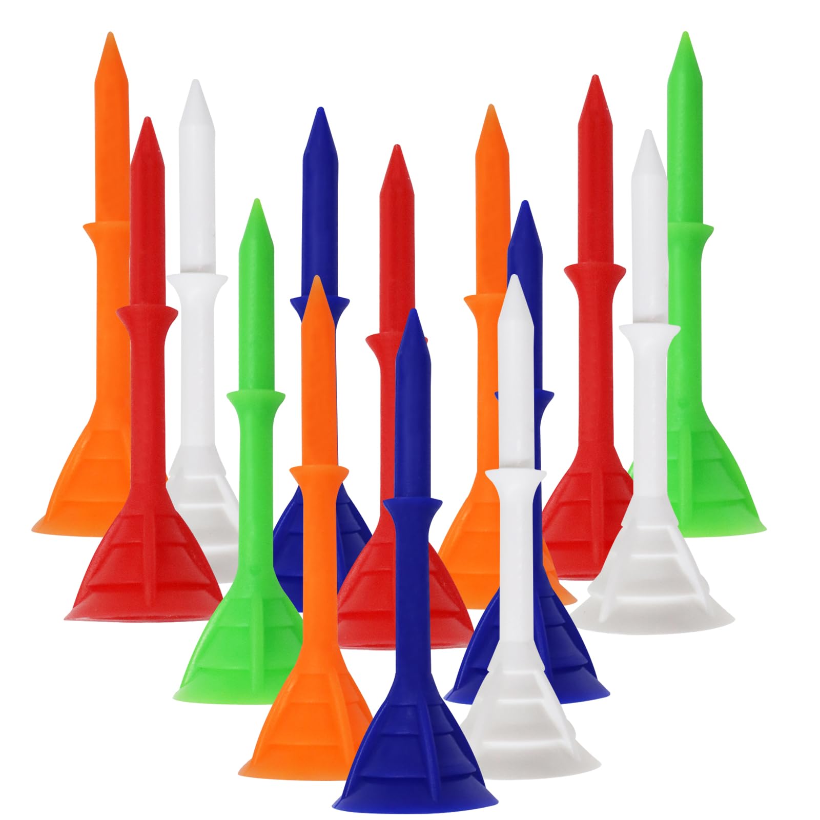 AXKALGolf Tees Plastic 3 1/4’’ 83mm Unbreakable Double-Layer Low Resistance Flexible Value 30/60 Pack, Golf Tee Spikes for Court Outdoor Sports