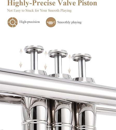 Miniatura 4 de Eastar Bb - Juego de trompeta estándar para principiantes, instrumento de trompeta de latón con estuche rígido, kit de limpieza, boquilla 7C y