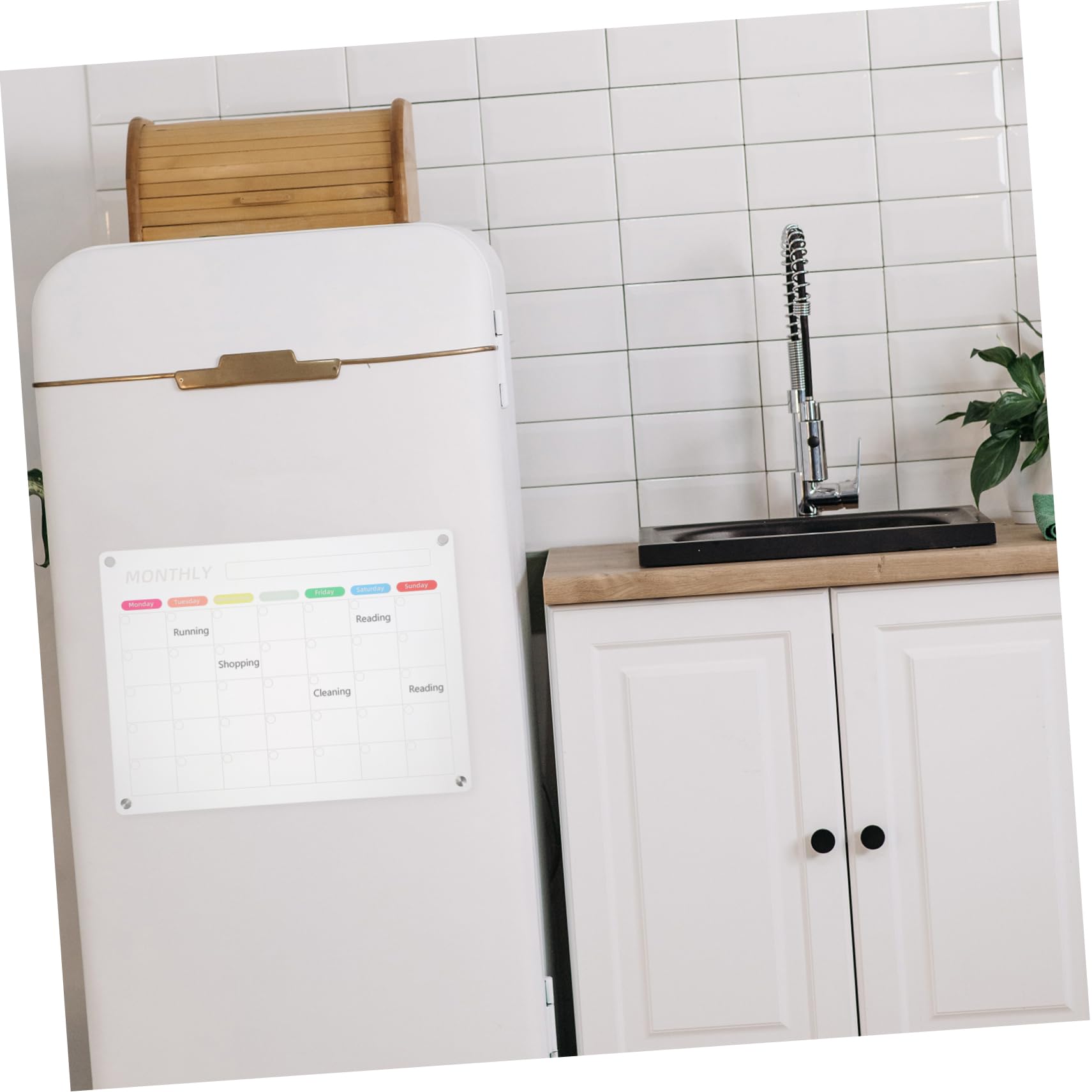 2sets Lavagna Cancellabile Per Frigorifero Planner Giornaliero e Mensile Acrilico Accessori Per Organizzazione Famigliare Facile Usare e Riutilizzabile