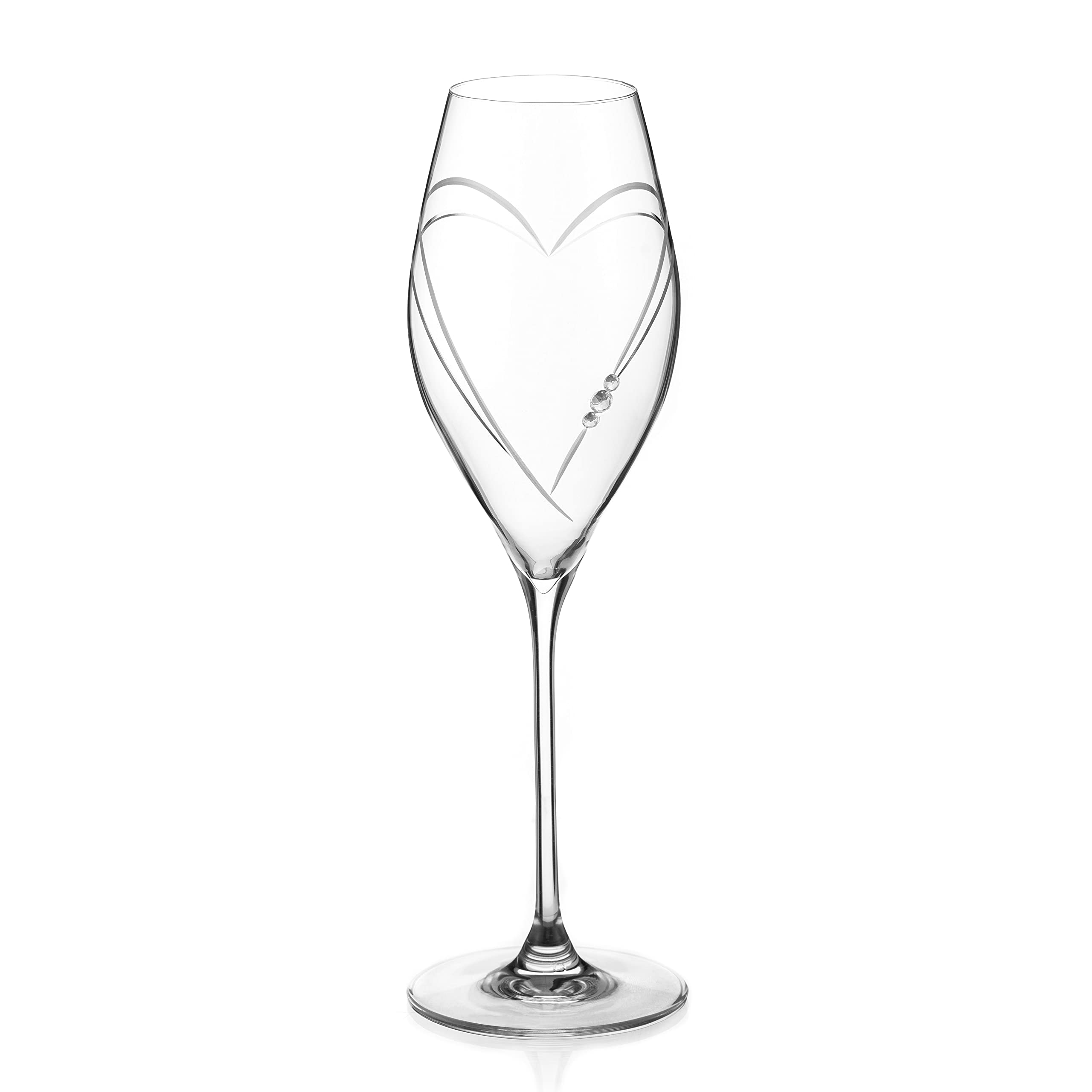 DIAMANTE Swarovski Prosecco Glass 'Hearts' Design with Swarovski Crystals