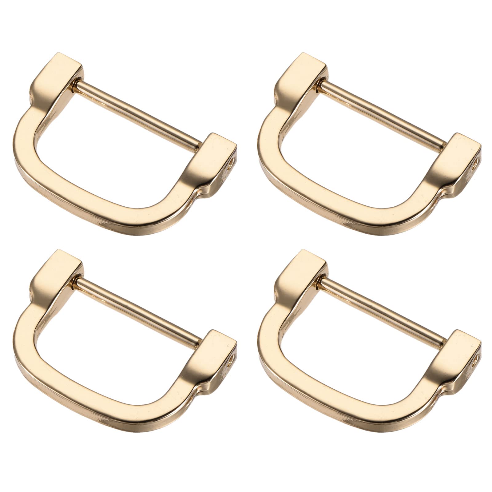 METALLIXITY Horseshoe D-Rings (30mm) 4pcs, Screw-in U-shaped Buckles Shackle - for Car Keys Keychain Bags Leather Crafts, Light Gold