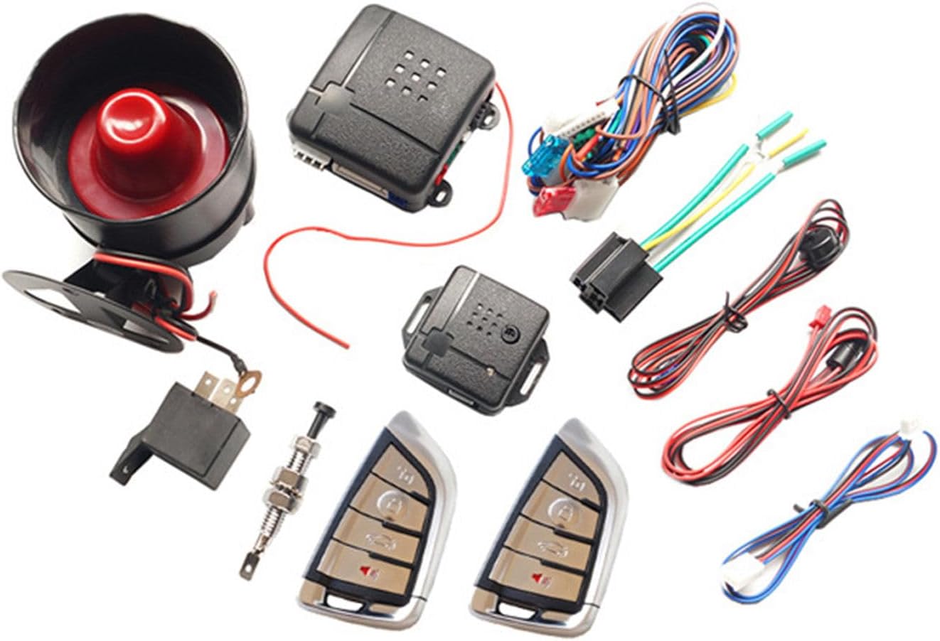 Car Alarm Security System, Mobile Bluetooth APP Universal Anti-Theft Device Car Security Device Alarm System Burglar Alarm Car Keyless Entry System with 2 Remote Controls -TSK-100BT T372