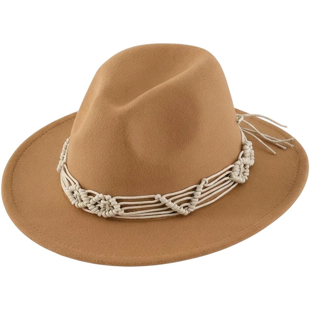 Sslvya Classic Wide Brim Fedora Hat Unisex Panama Hats Gentleman Jazz Hat for Beach Wedding Party Outdoor