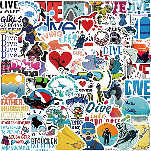 50Pcs Ocean Life Diving Adventure Decal Stickers For Laptop And Water Bottles,Waterproof Durable Trendy Vinyl Laptop Decal Stickers Pack For Teens, Water Bottles, Computer, Travel Case (Scuba Diver) #TOP10