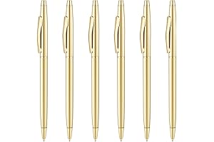 Unibene 6 Pack Slim Gold Ballpoint Pens: The Perfect Guestbook Essential
