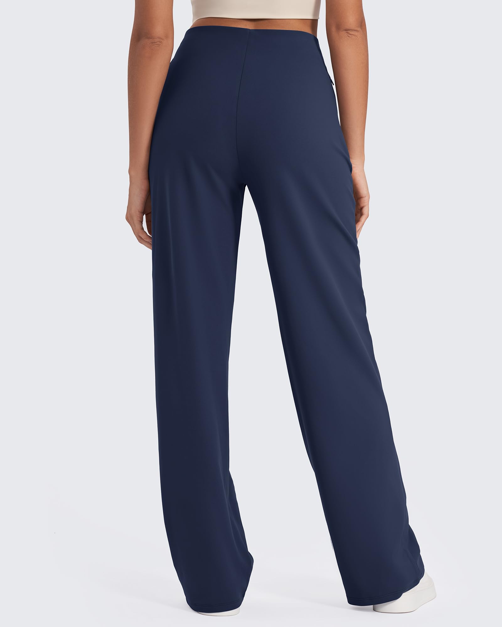 G4Free EverGoing Pantalon de yoga à jambe large pour femme Taille haute avec poches Pantalon de détente extensible décontracté