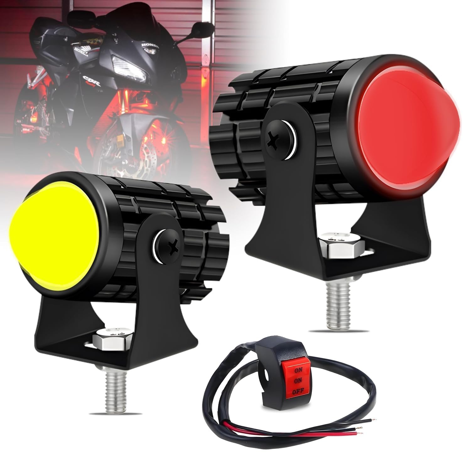 BIKEBLOOM Fog Light Lamp with Projector Lens Spotlight | High & Low Beam | White, Yellow & Red Devil Eye Mode | Universal for Motorbikes, Cars, SUV | On/Off Switch Included-image-24