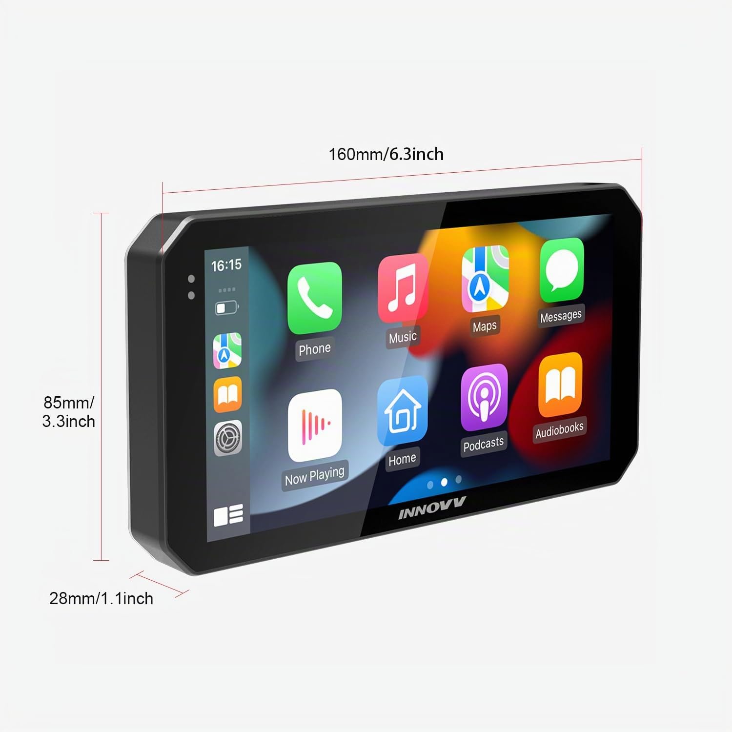 INNOVV N2 6 pollici Apple Carplay Schermo per Moto, Touch Screen Wireless Apple CarPlay & Android Sistema di Navigazione GPS Auto, 5G Wi-Fi, IP67 Impermeabile, Bluetooth, Modalità Parcheggio, Siri